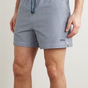 Navy Striped Men's Swim Trunks